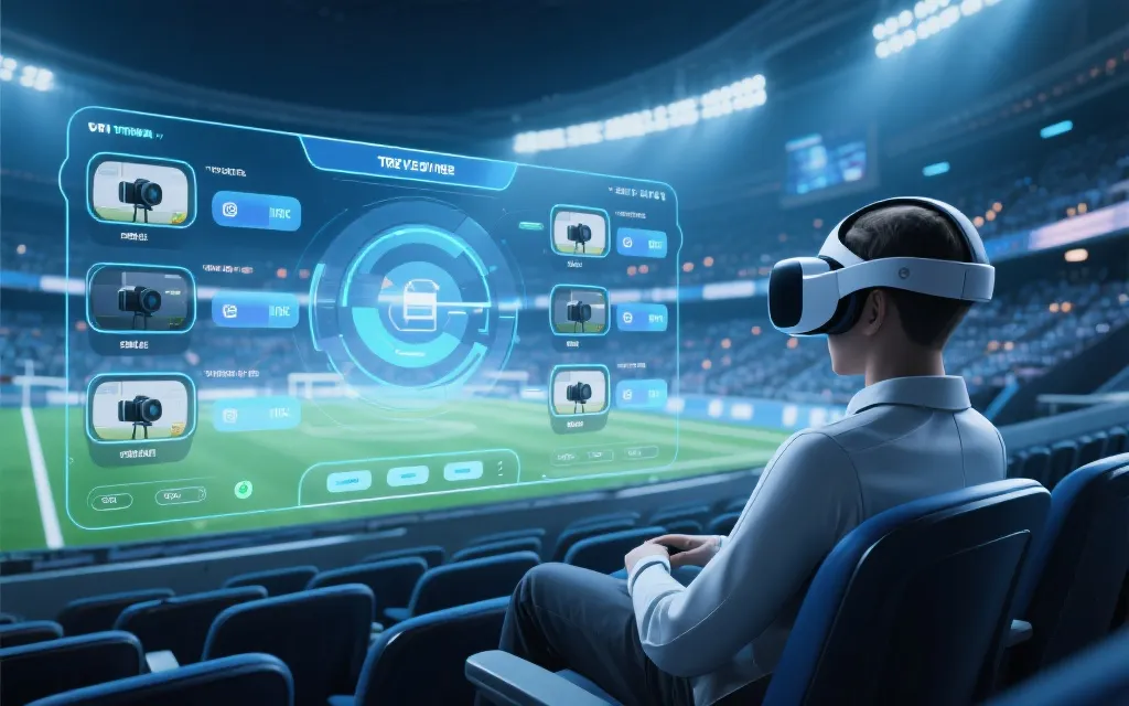 VR头显与多机位观看界面概念，未来沉浸式足球观赛